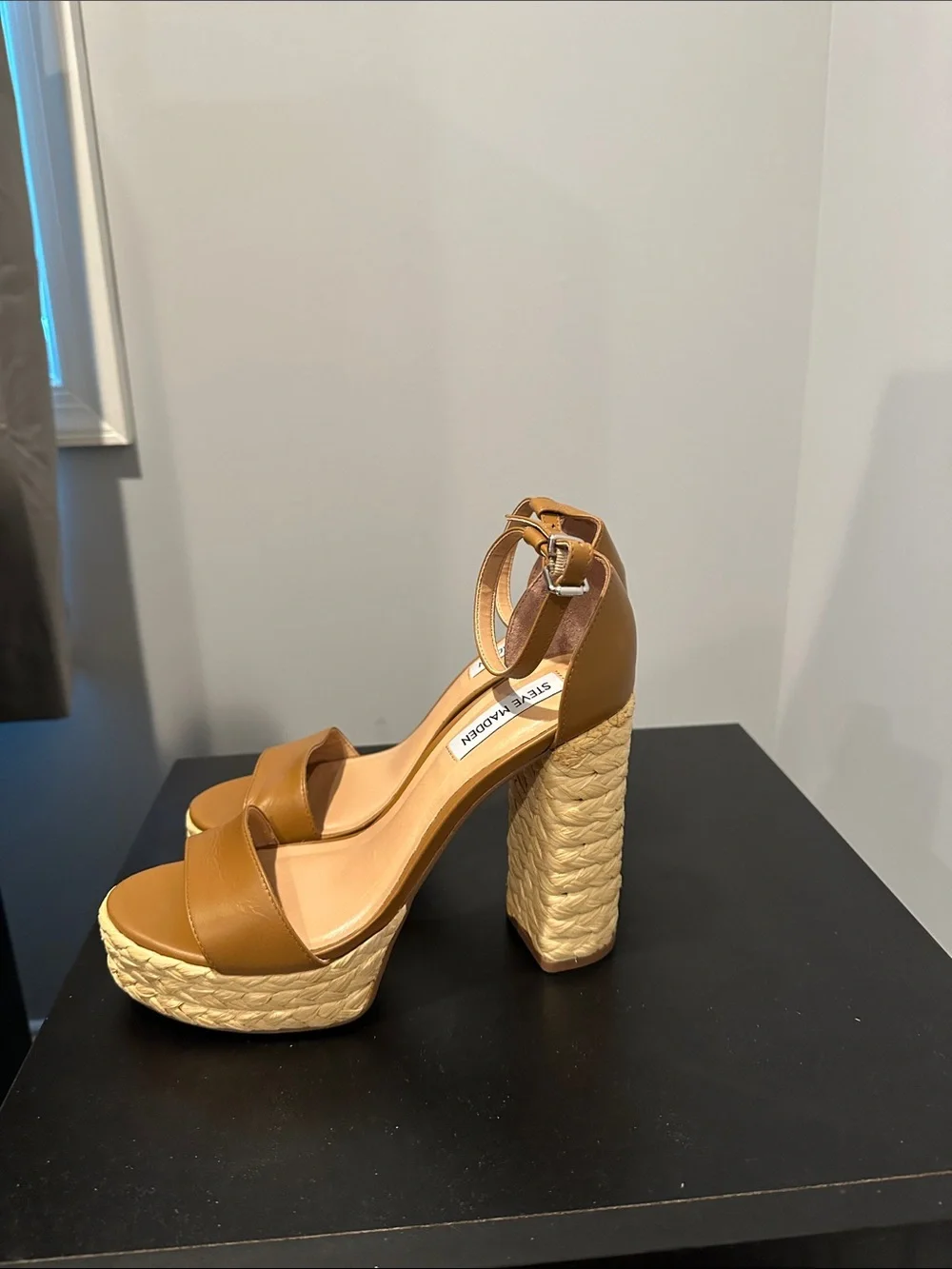 Steve Madden Cognac Braided Platform Sandals